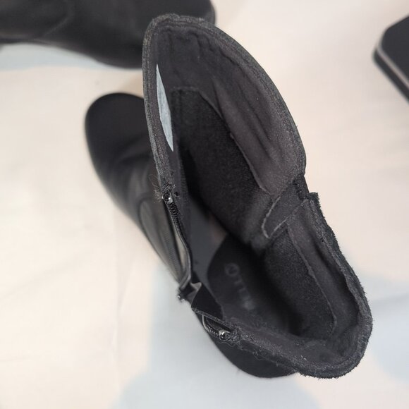 Merrell Evera Fade Black Leather Ankle Boot Side Zip Women 9 Heel Booties - Picture 13 of 16